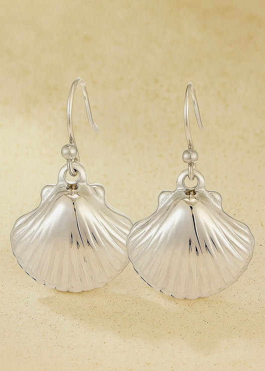 Scallop Earring French Hook | Silver