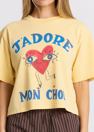 J’adore Mon Chou Boxy Crop T-shirt | Butter
