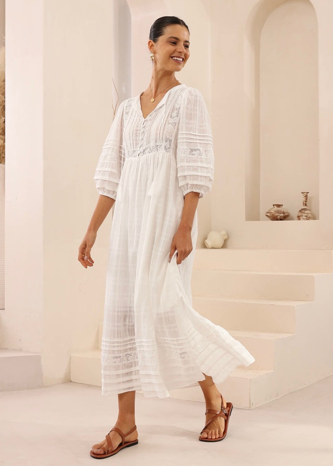 Lace Maxi Dress | White