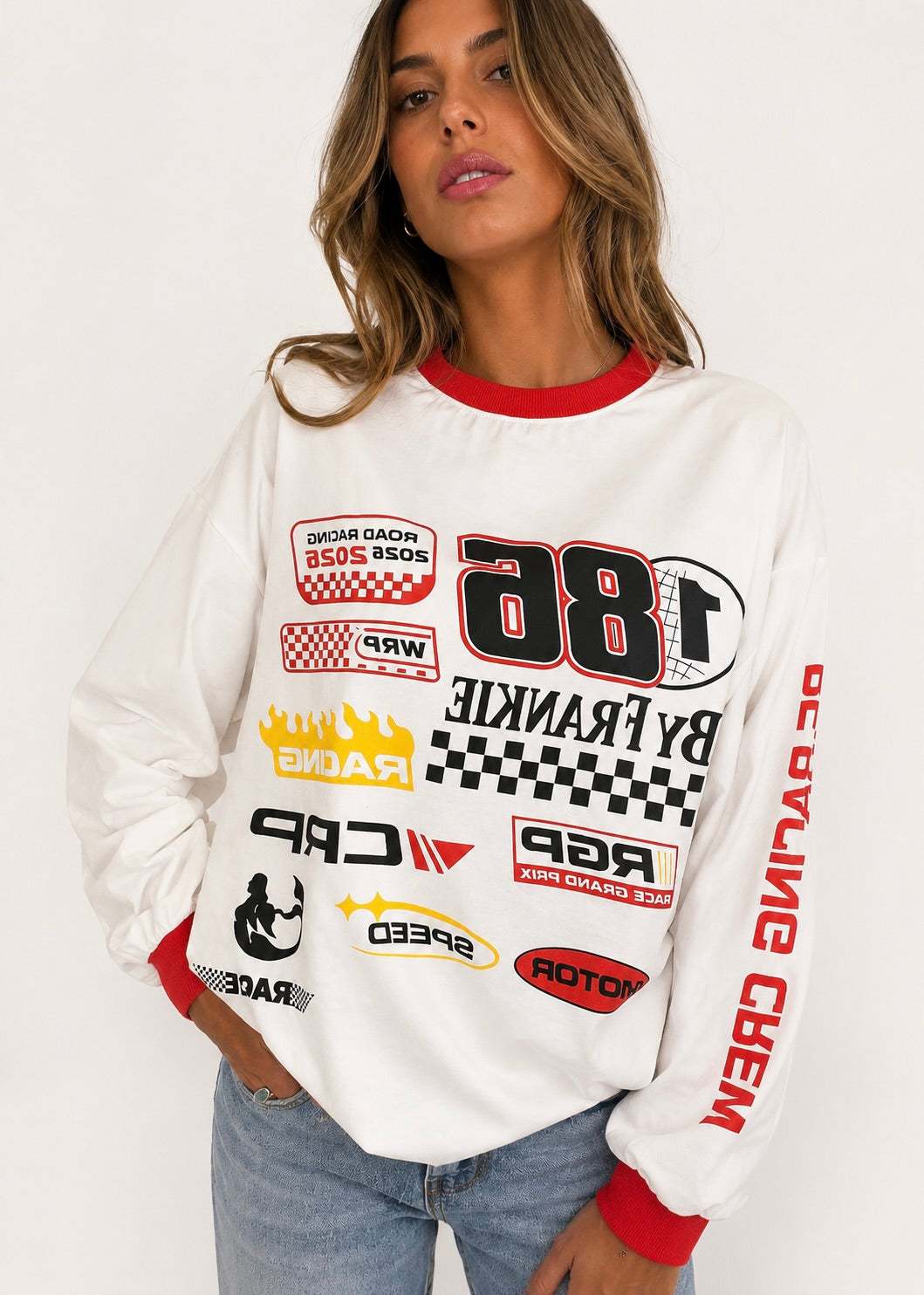 Moto Tee Long Sleeve| White