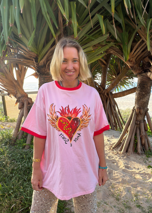 Amor E Sorte Tee | Pink