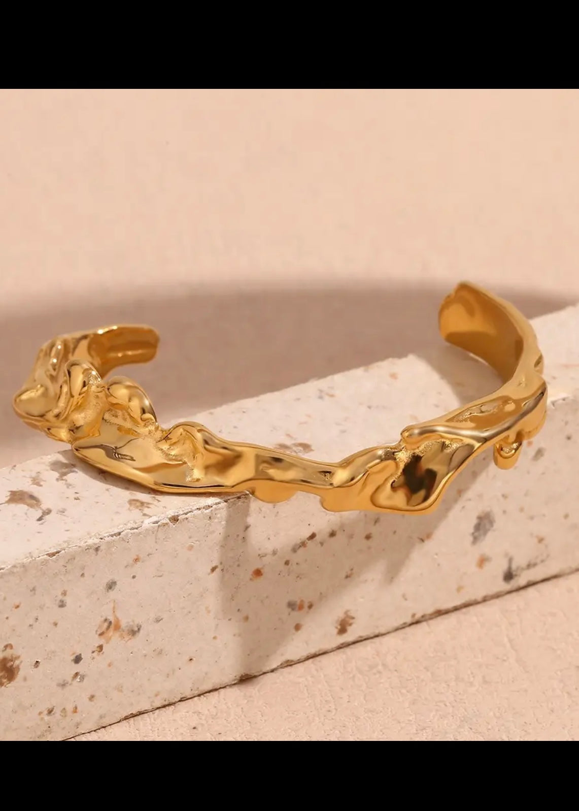 Irregular Hammered Gold Cuff