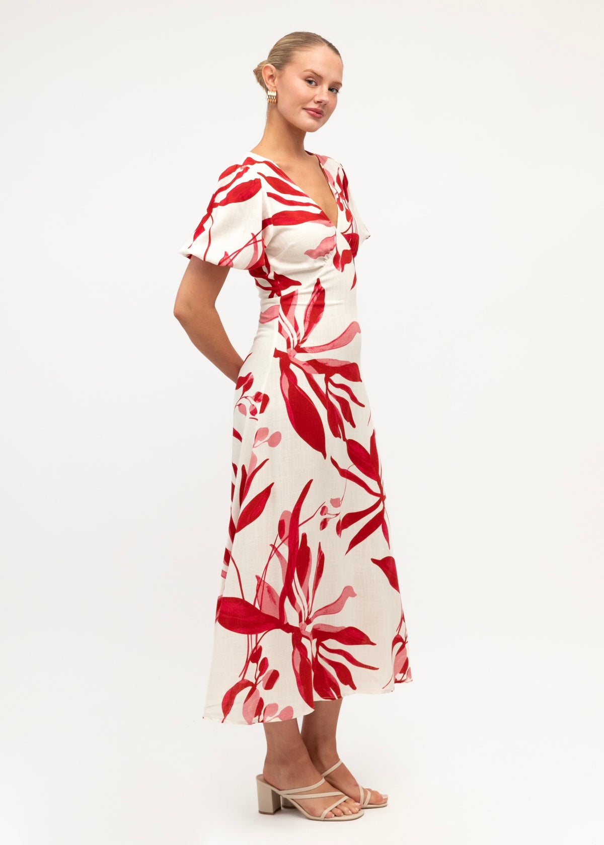 Scarlet Midi Dress - Red White
