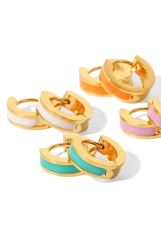 White Cuff Gold Earring