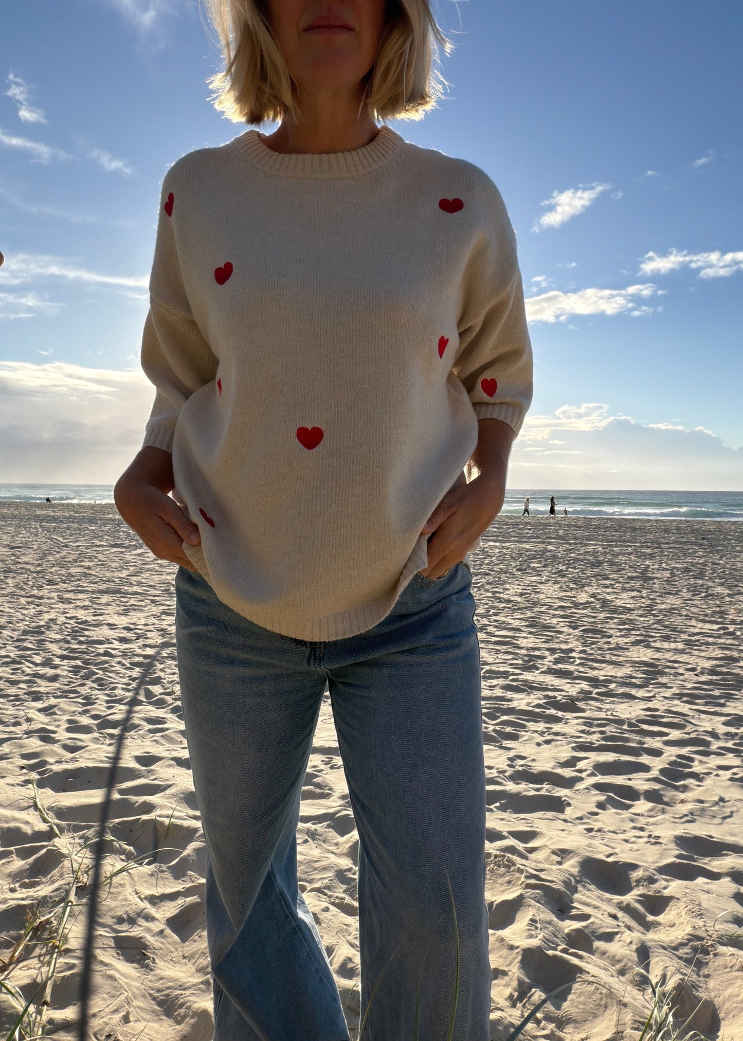 Embroidered Knit Tee | Neutral