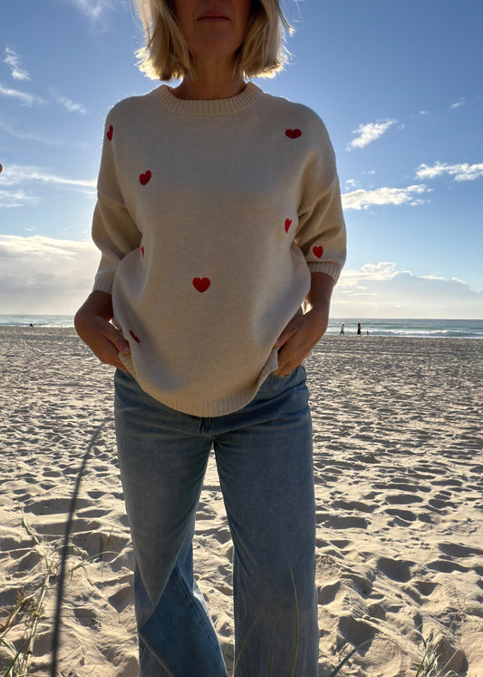 Embroidered Knit Tee | Neutral