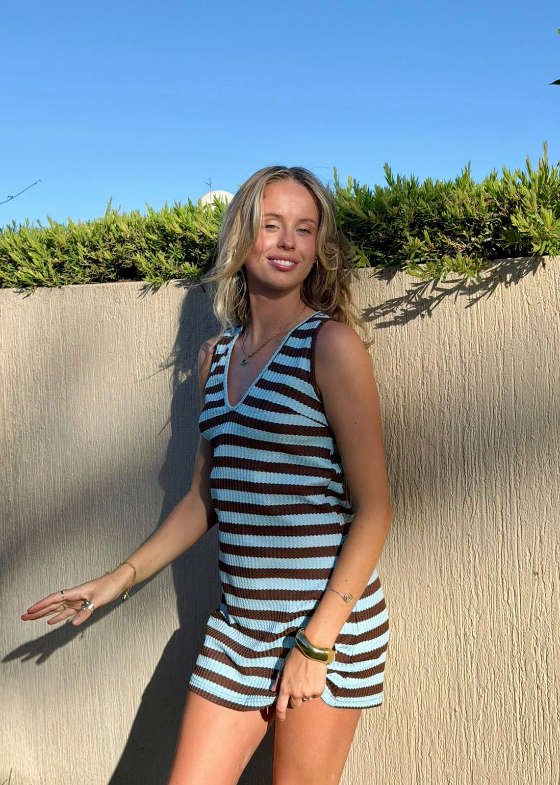 V Neck Dress | Blue Choc