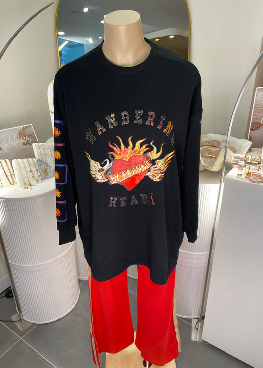 Wandering Heart LS Shirt Set Black