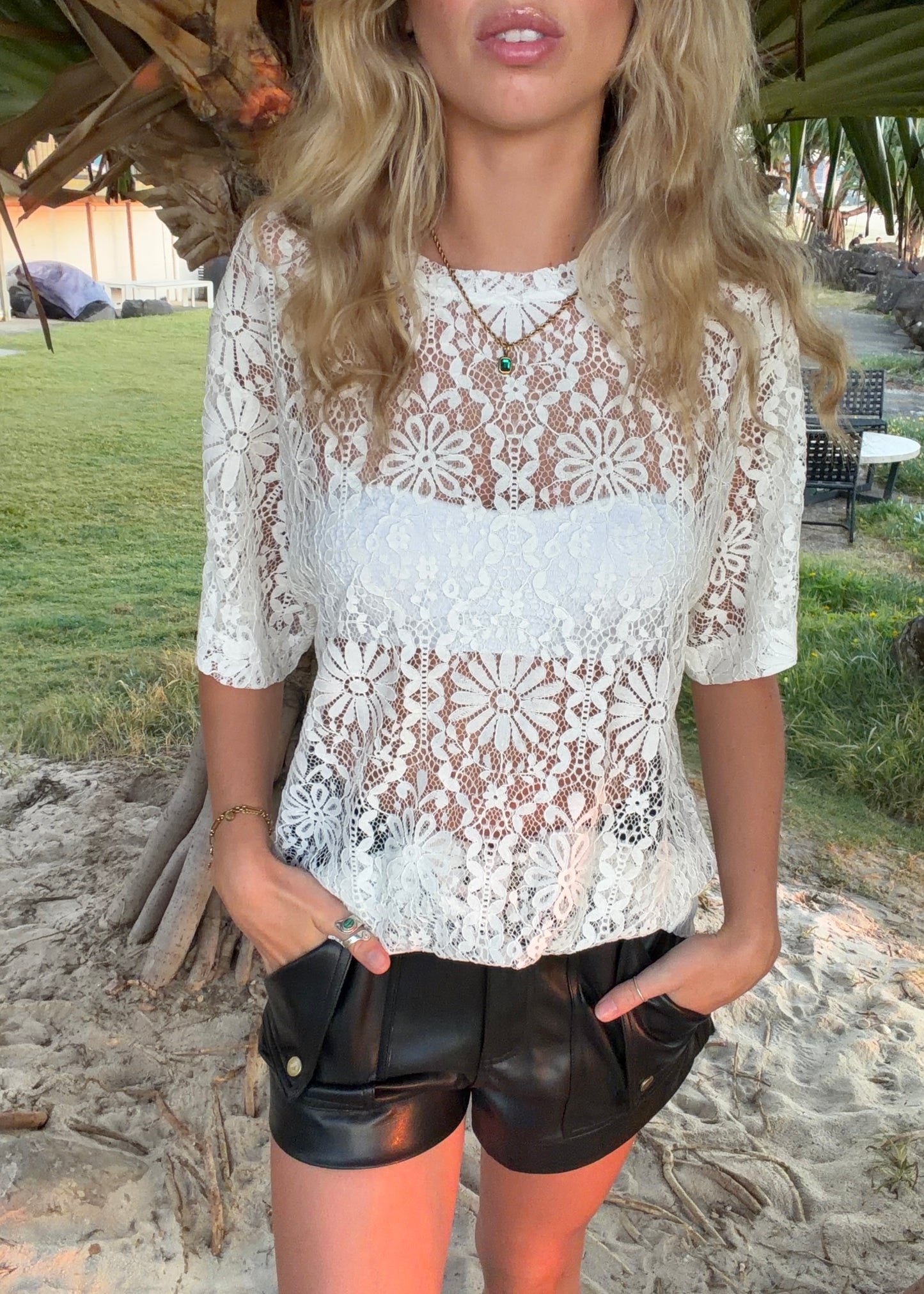 Lace Tee | White