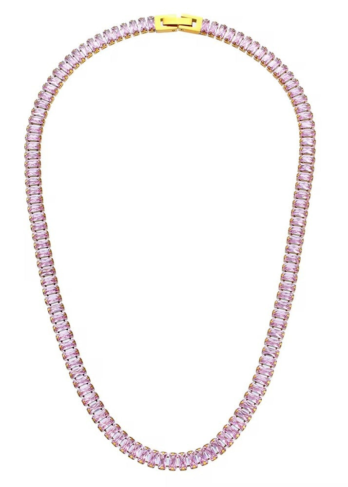 Tennis Necklace | Pink