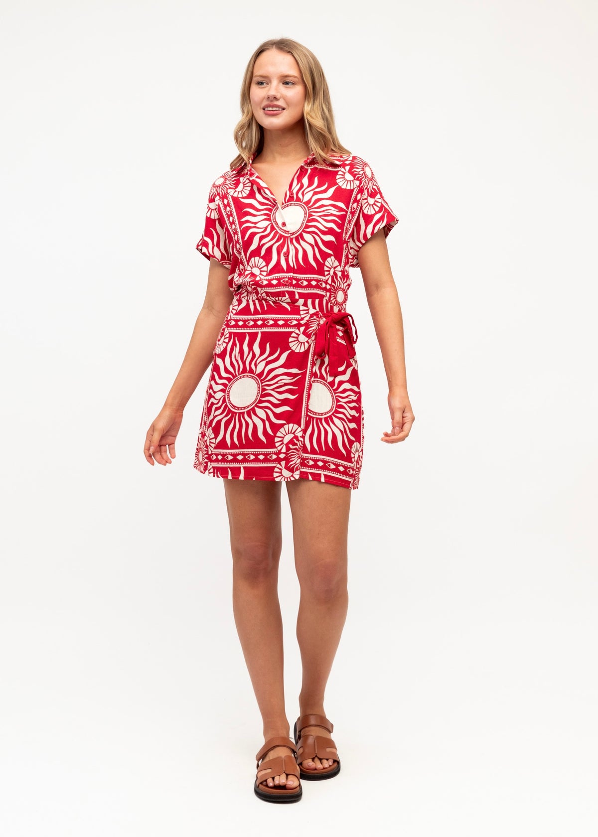 Duo Soleil Mini Dress - Red White