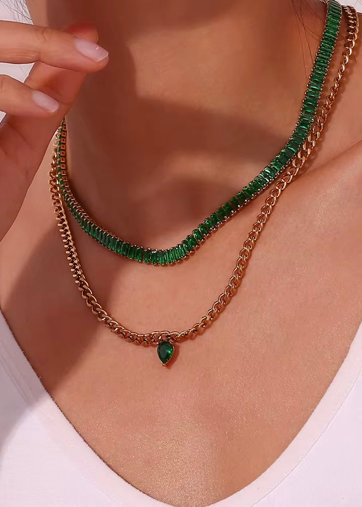 Tennis Necklace | Green
