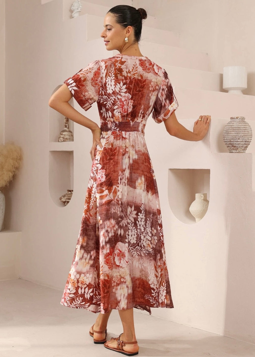 Monet Maxi Dress | Brown Print
