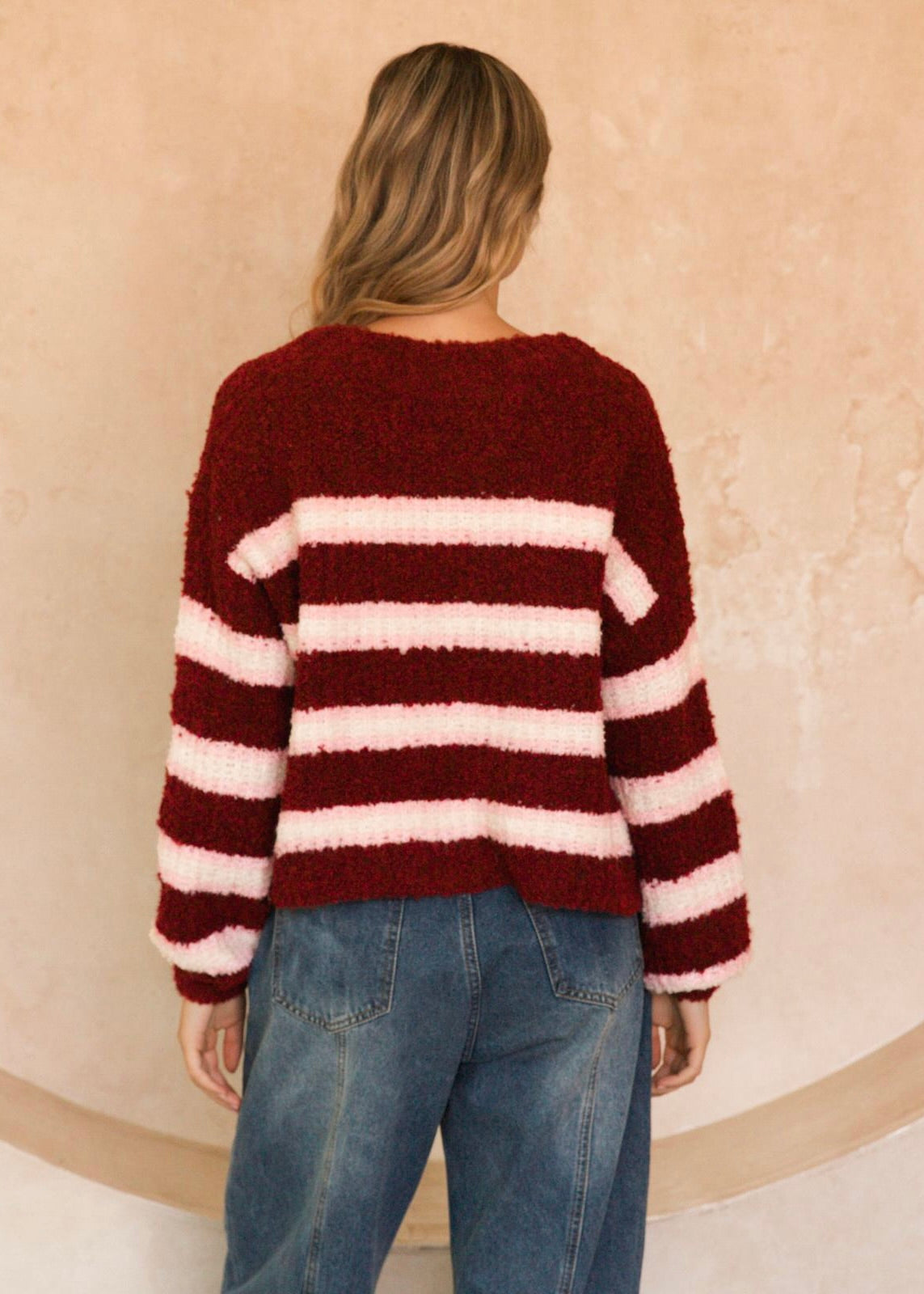 Rosewood Stripe Jumper | Wine