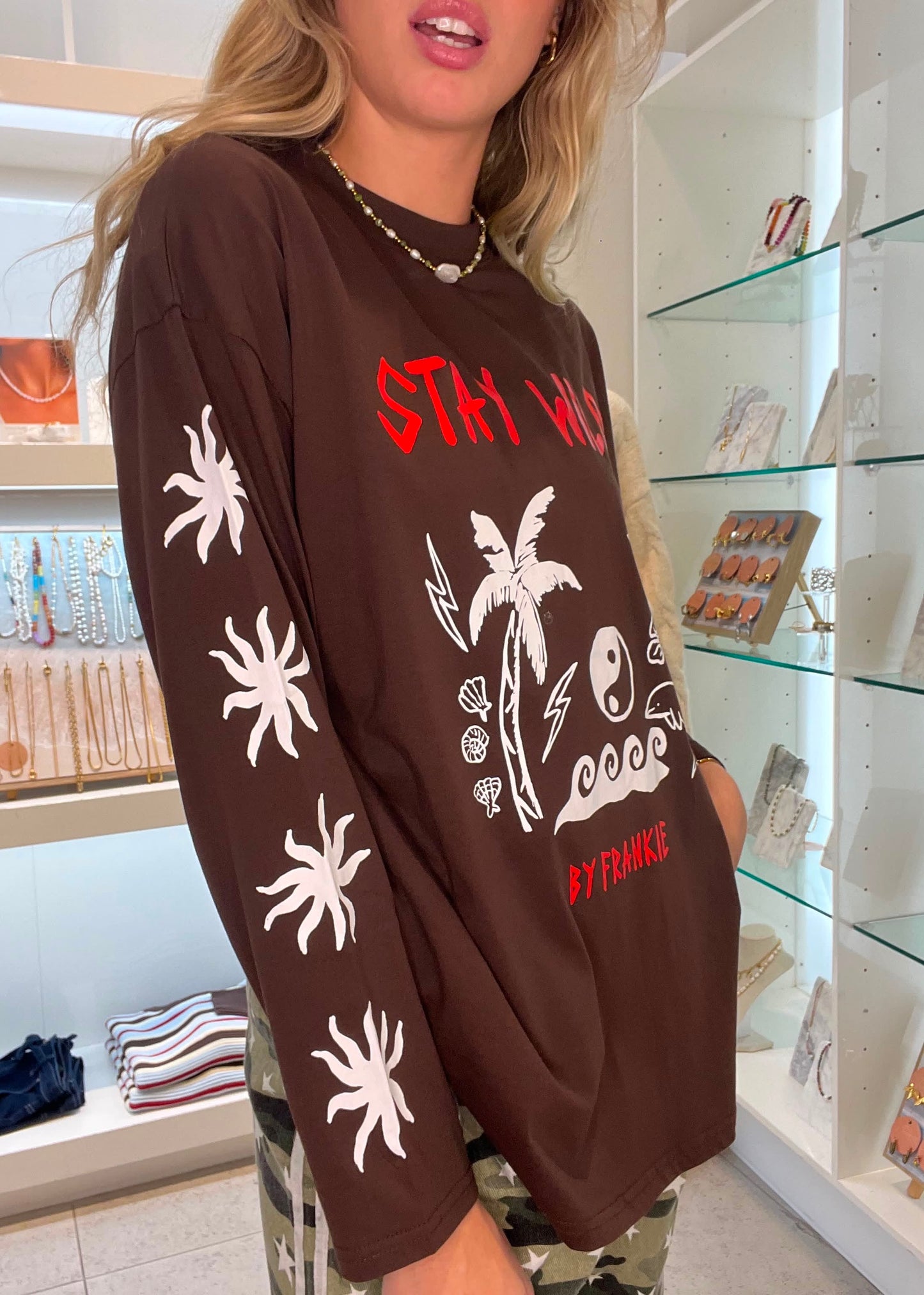Stay Wild Long Sleeve T-shirt | Chocolate