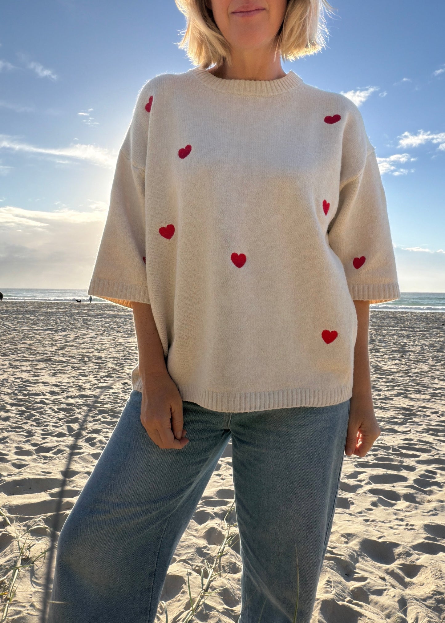 Embroidered Knit Tee | Neutral