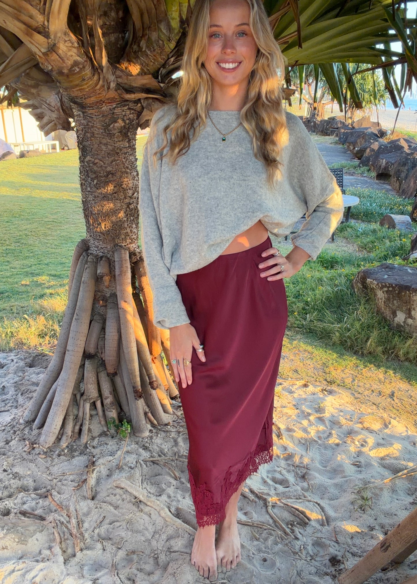 Anika Midi Skirt | Wine