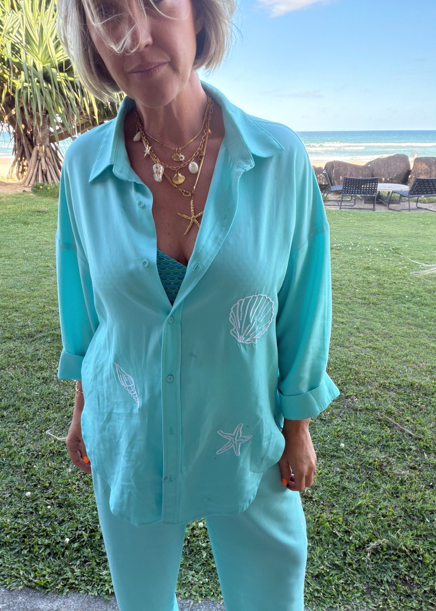 LP Embroidered Shirt | Aqua