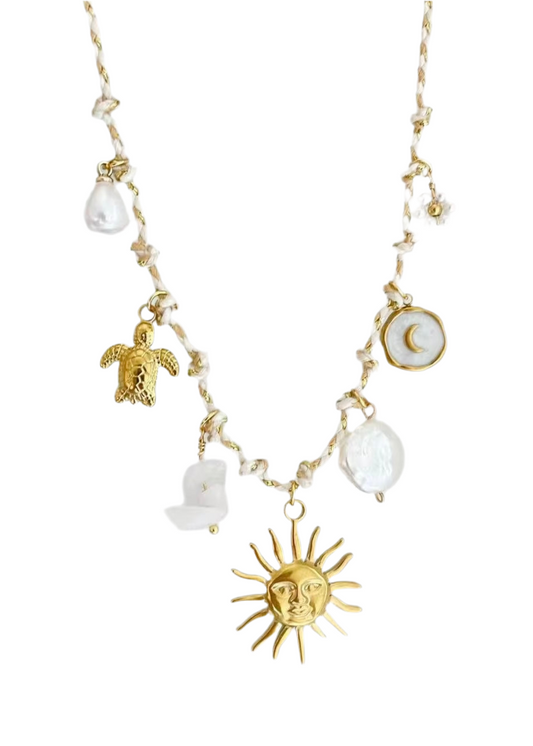 Sunshine White Ocean Rope Necklace Gold
