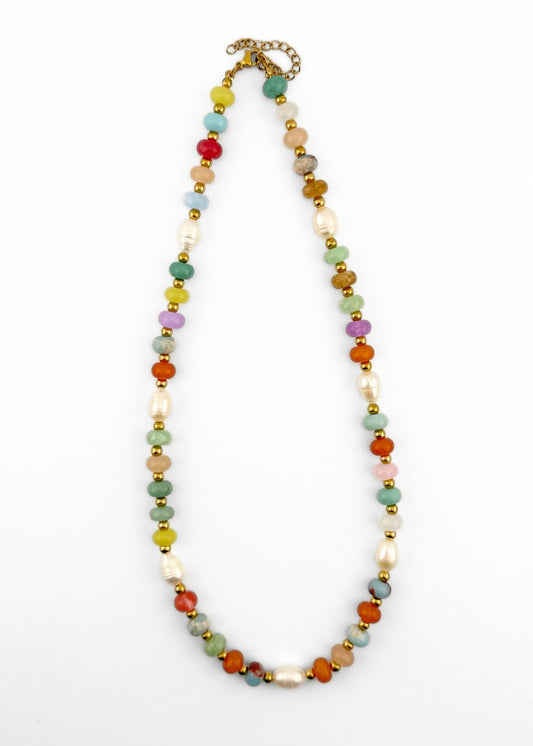 Sorrento Necklace | Freshwater Pearl & Natural Stone