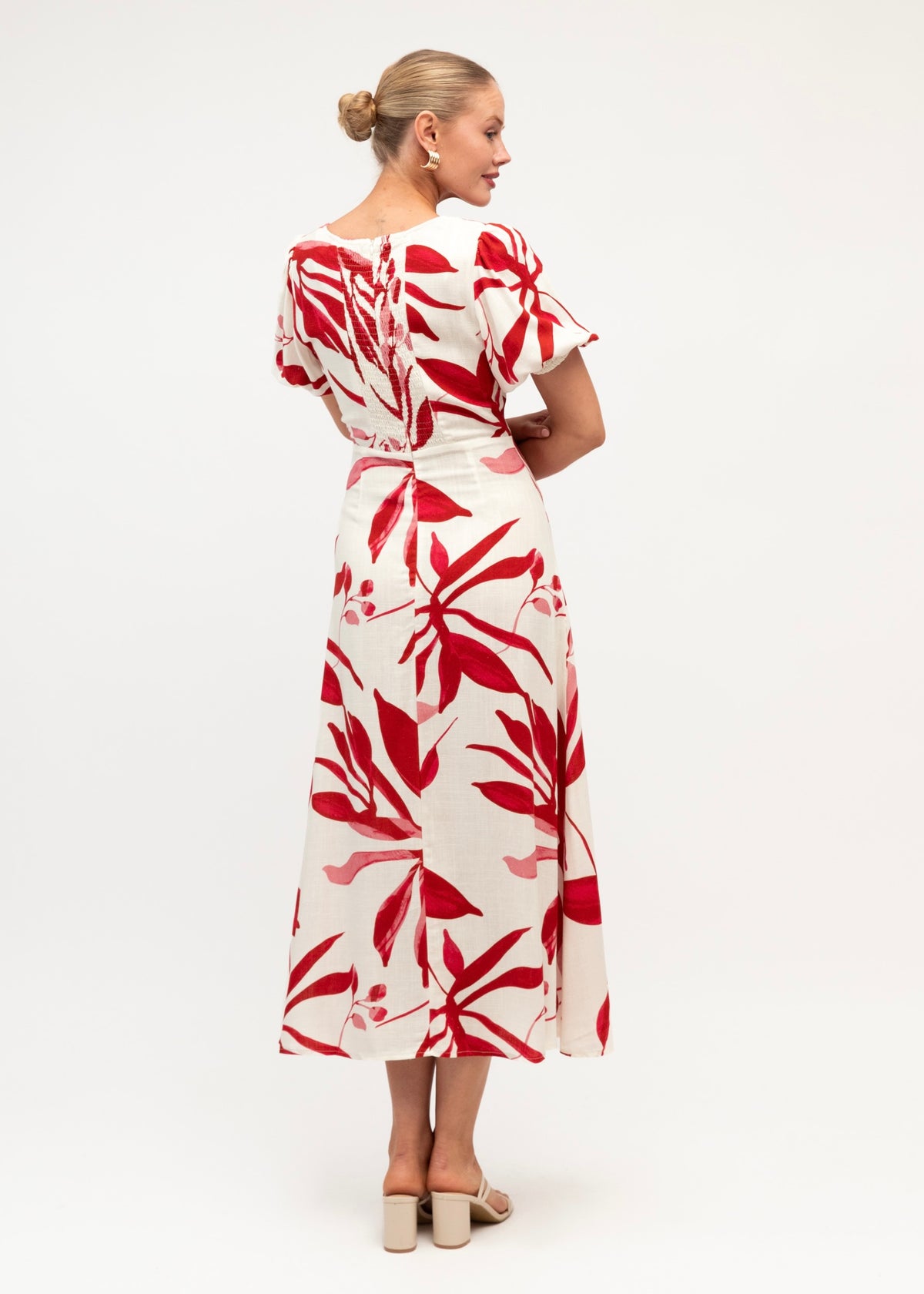 Scarlet Midi Dress - Red White