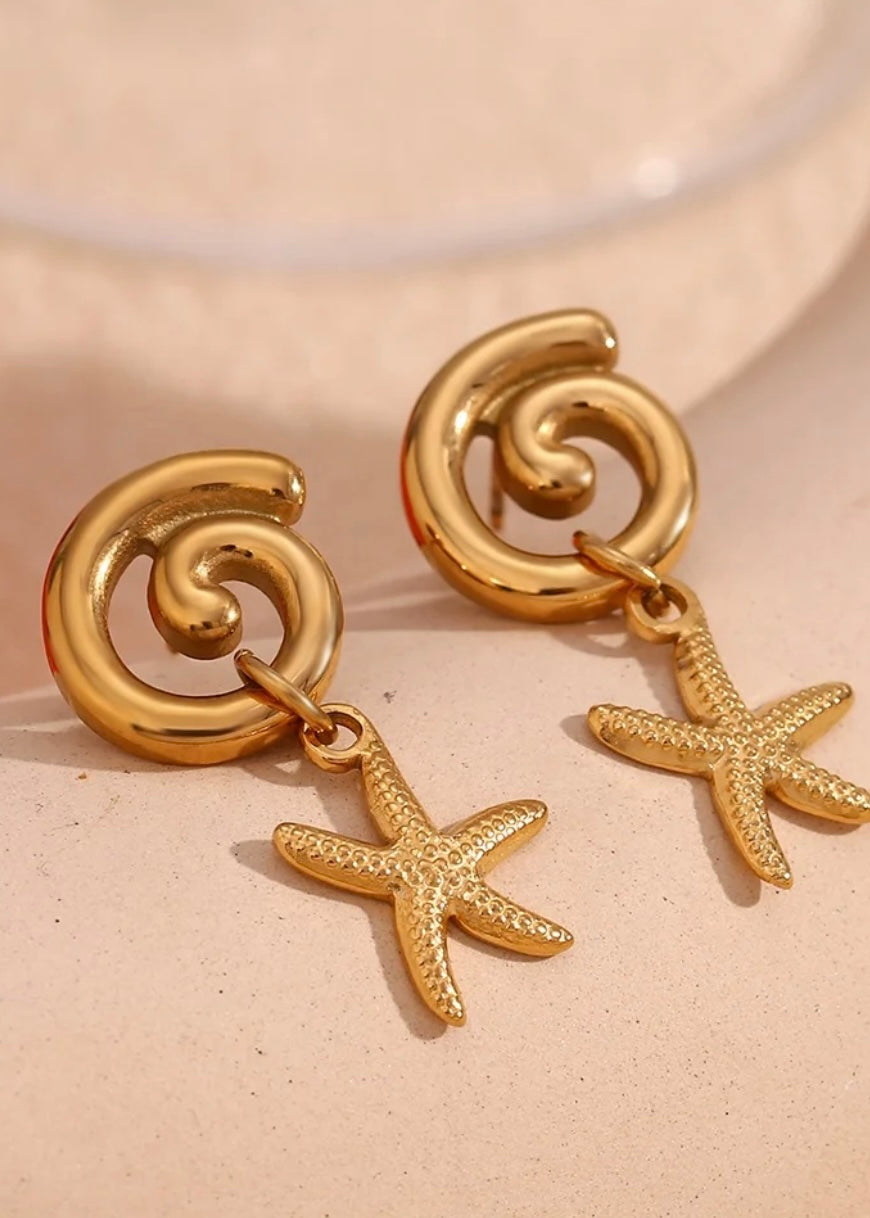 Starfish Gold Drop Earring