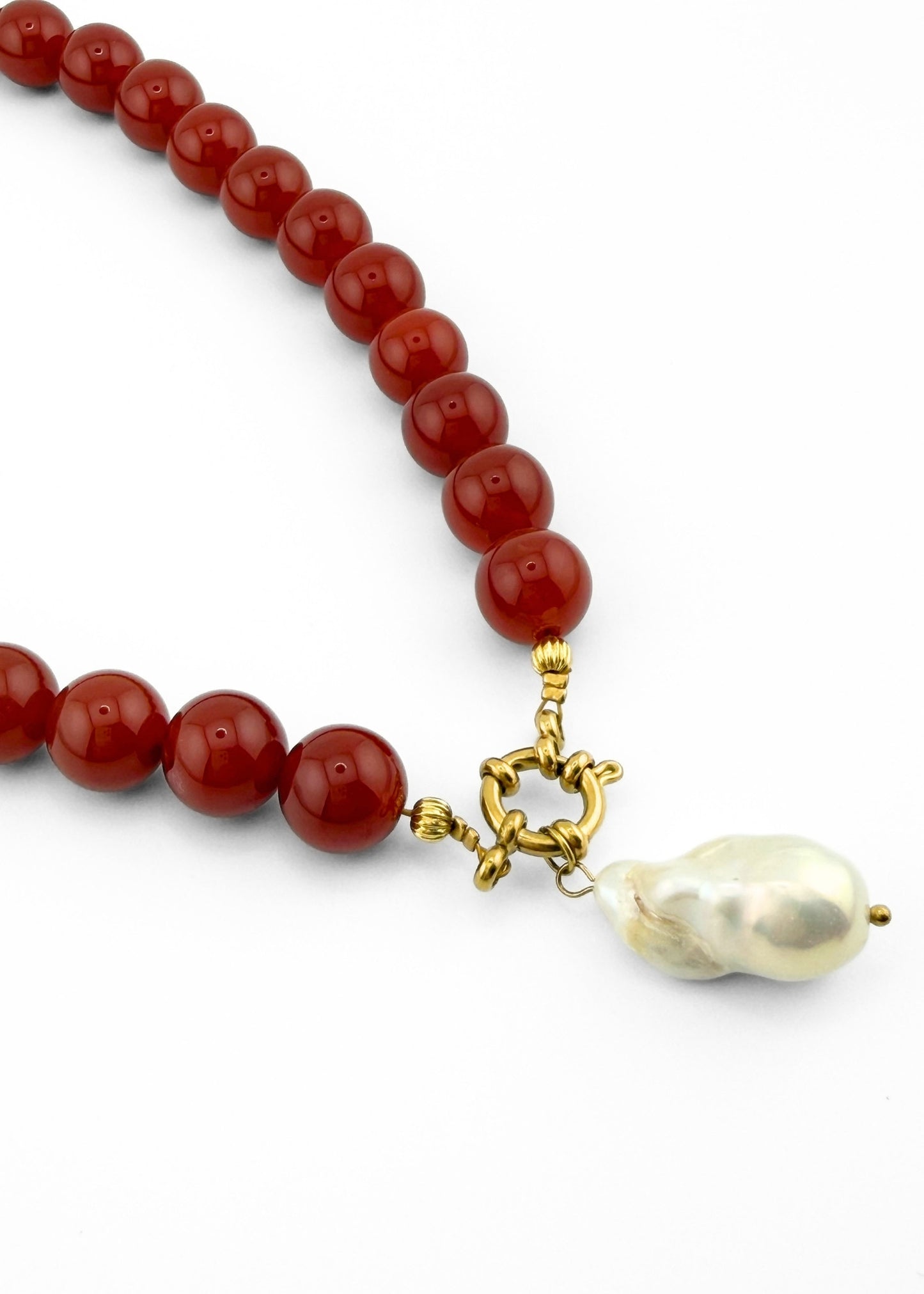 Juliette Necklace | Red Carnelian & Freshwater Pearl