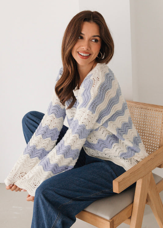 Contrast Stripe Relaxed Knit | Blue