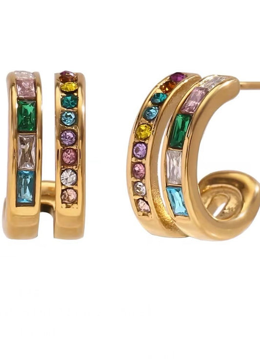 Double Cuff Gold Earring Multi