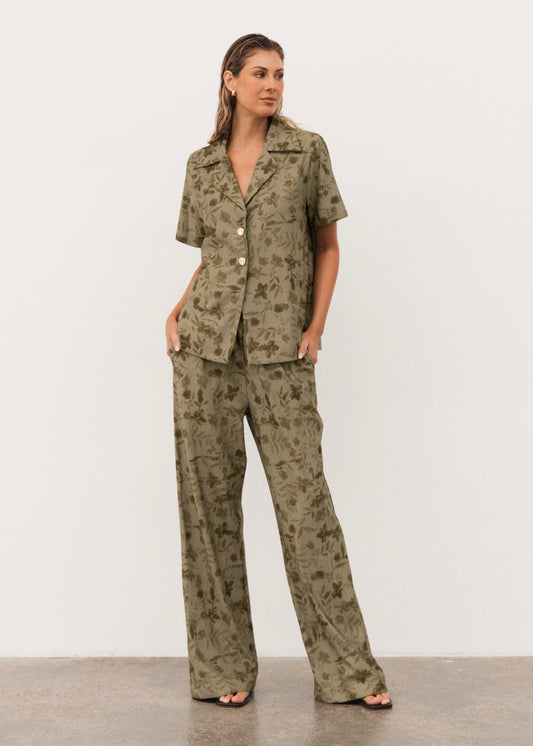 Textured Pant | Khaki Print