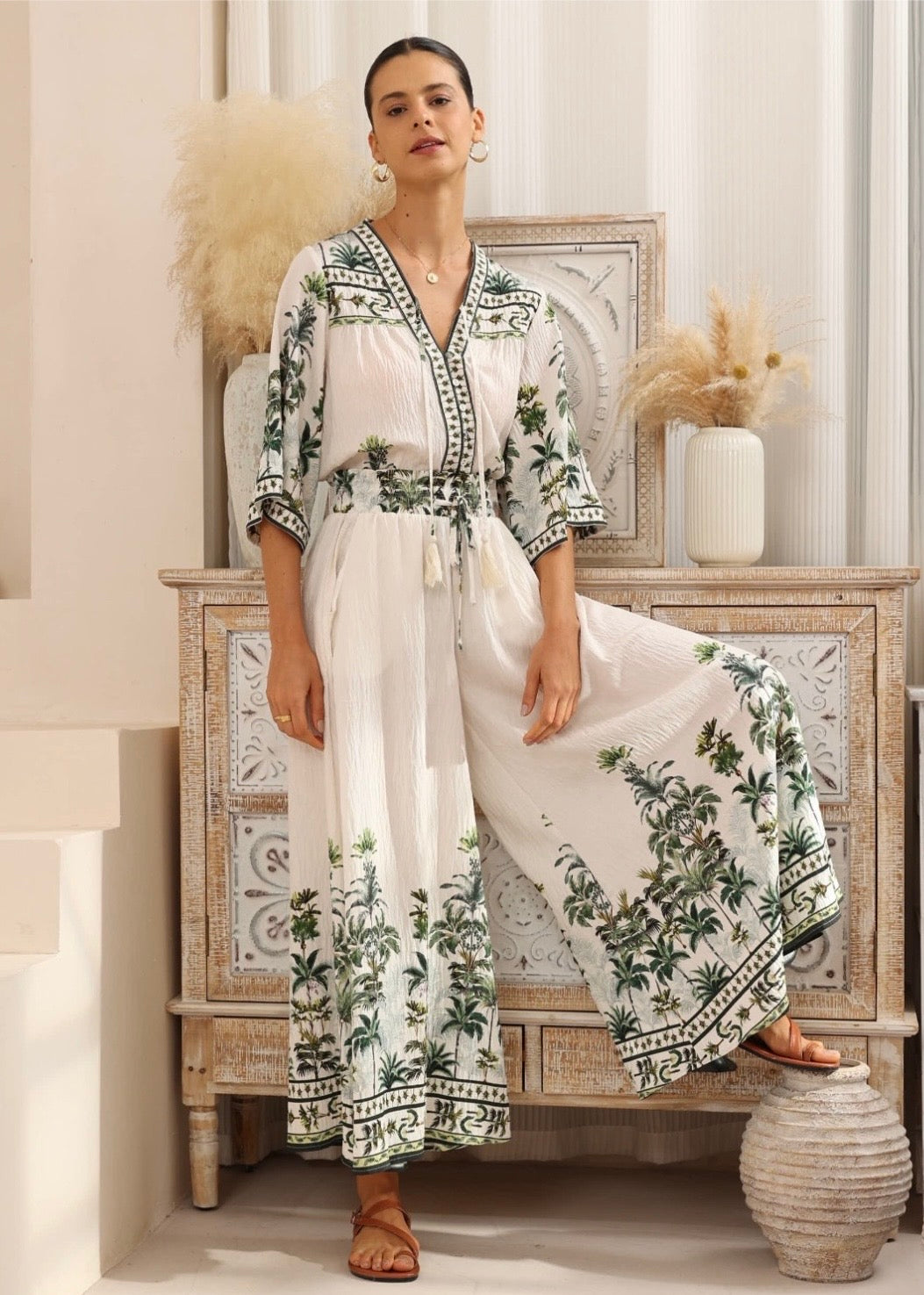 Palm Tree Pants | White