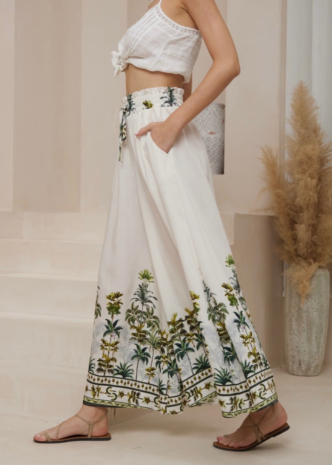 Palm Tree Pants | White