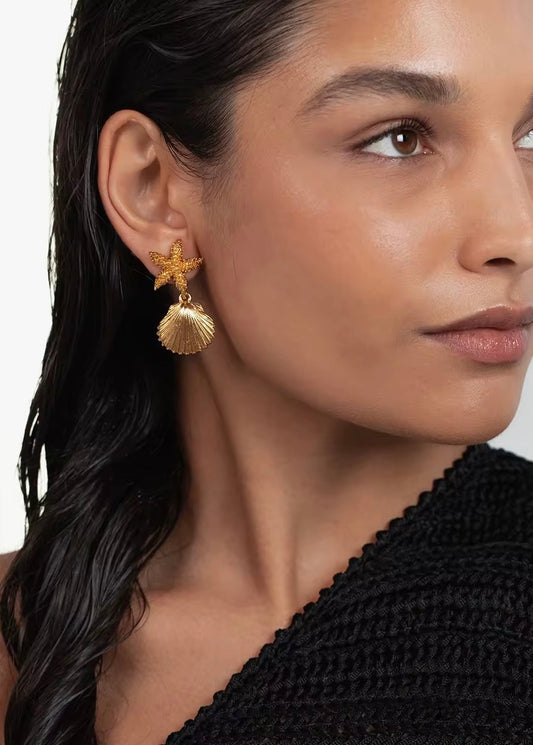 Scallop & Starfish Encrusted Earring