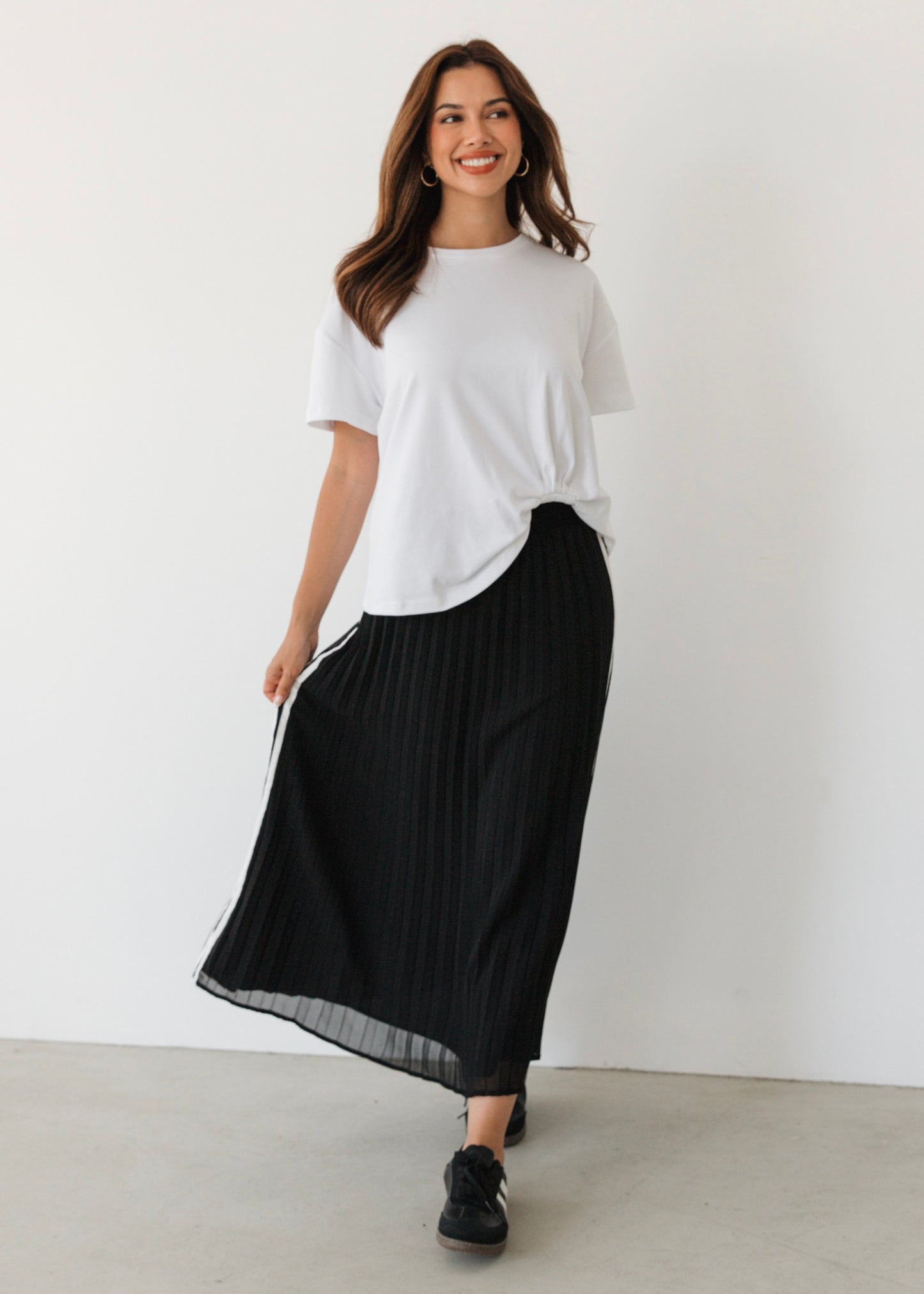 Pleated Midi Skirt | Black