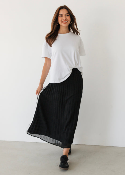 Pleated Midi Skirt | Black