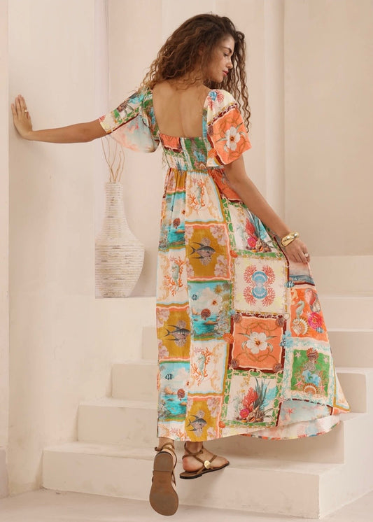 Seaside Maxi Dress Sleeve | Multi