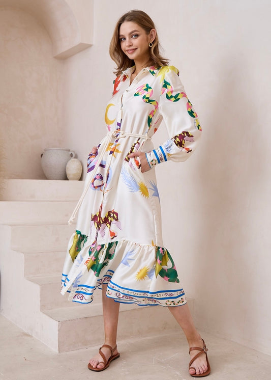 White Print Maxi Dress