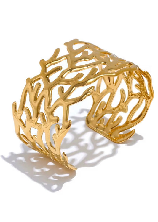 Coral Gold Cuff Bracelet