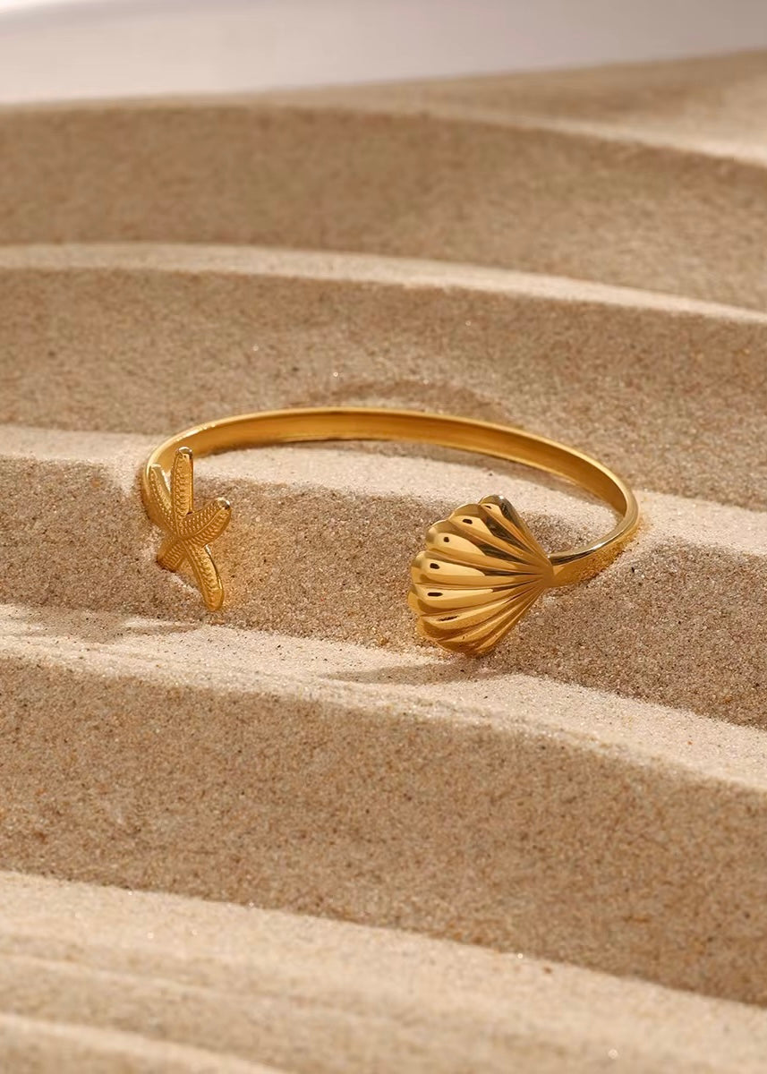 Starfish & Scallop Cuff | Gold