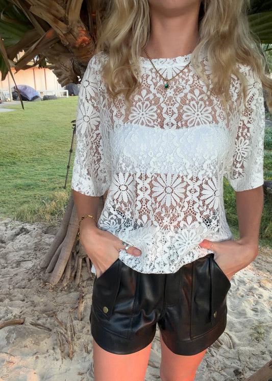 Lace Tee | White