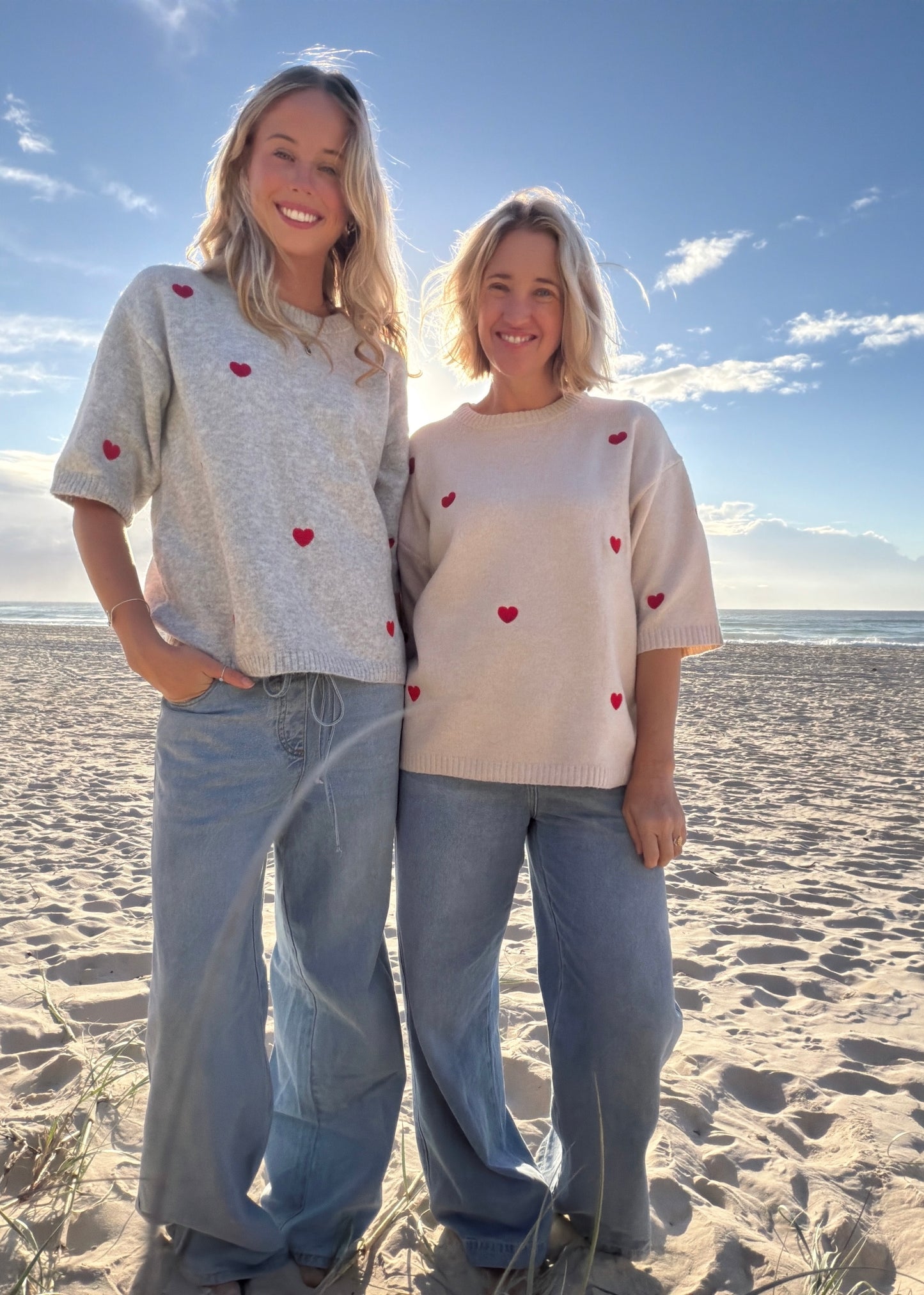 Embroidered Knit Tee | Neutral