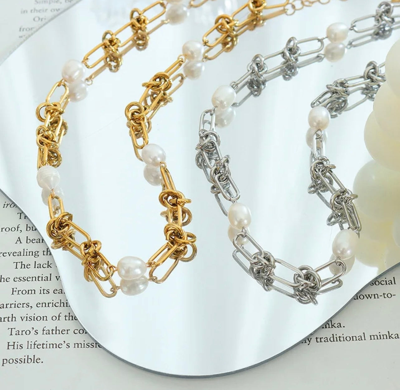 Fresh Water Pearl Knot Link Choker Necklace