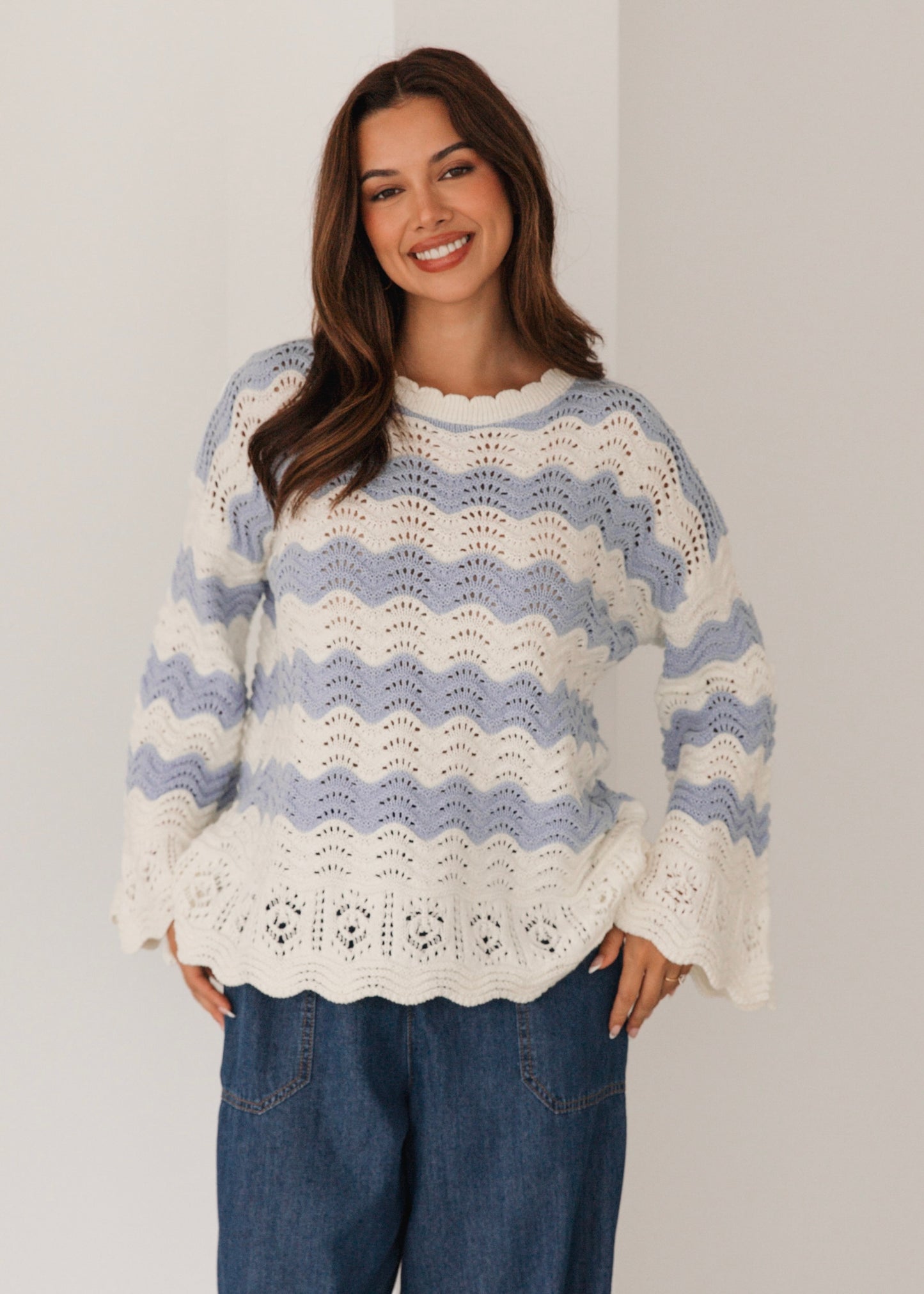 Contrast Stripe Relaxed Knit | Blue