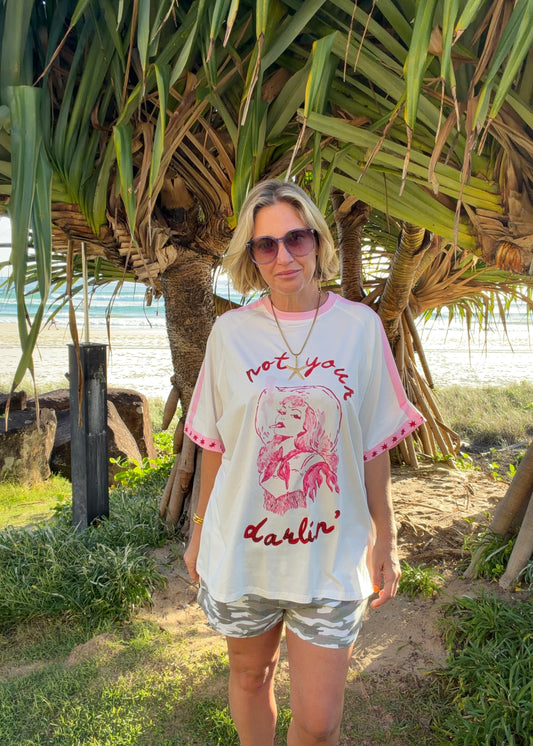 Not Your Darlin T shirt | White Pink