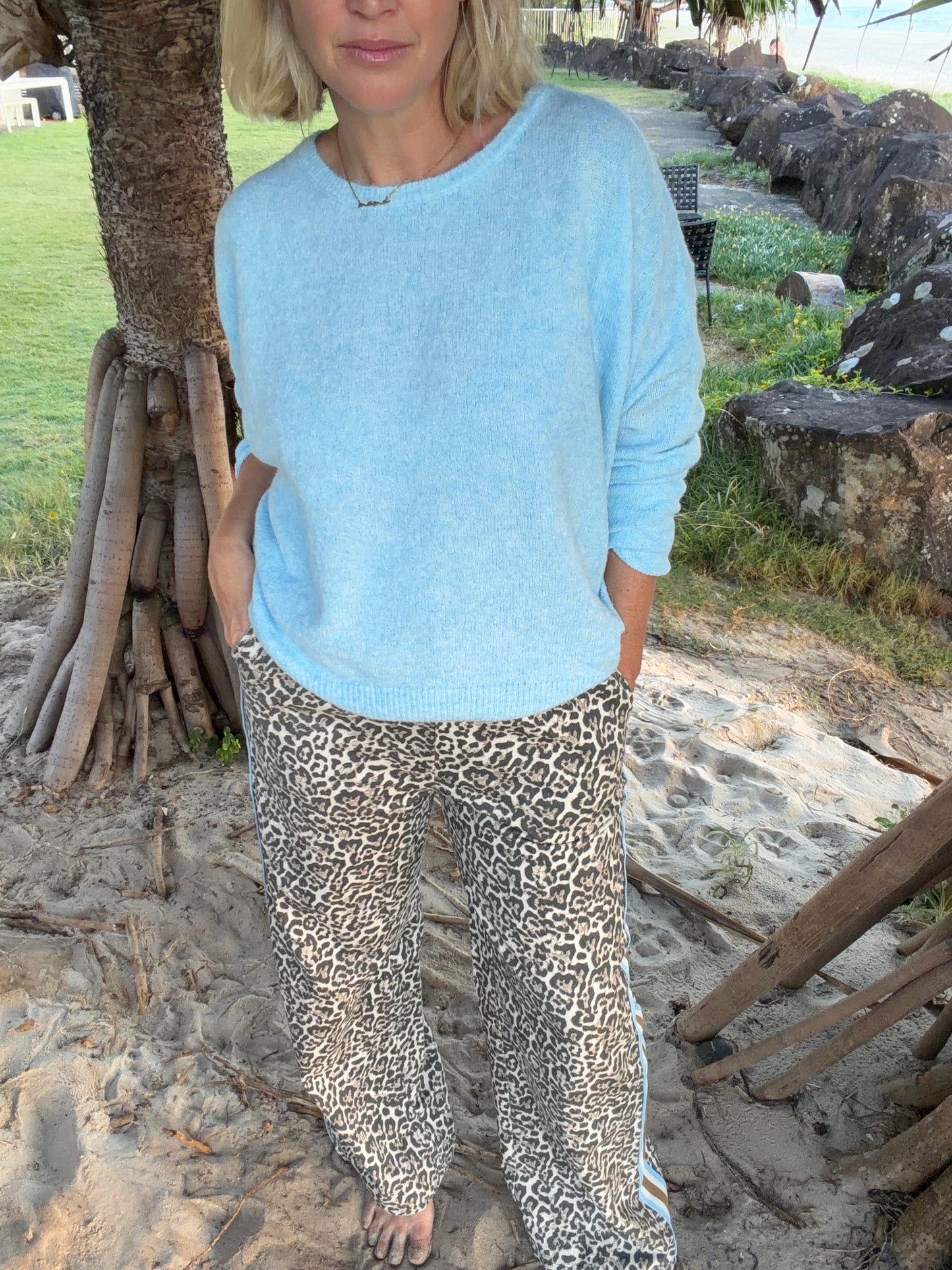 Leopard Racer Jeans | Blue/ Mocha
