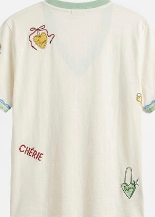 Love Lock V-neck T-shirt | Ecru White
