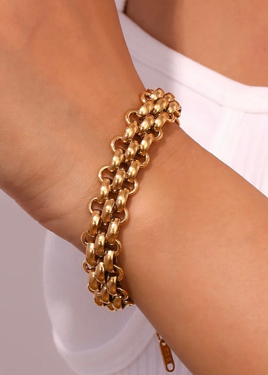 Chunky Layered Bracelet non Tarnish 18k Gold plated