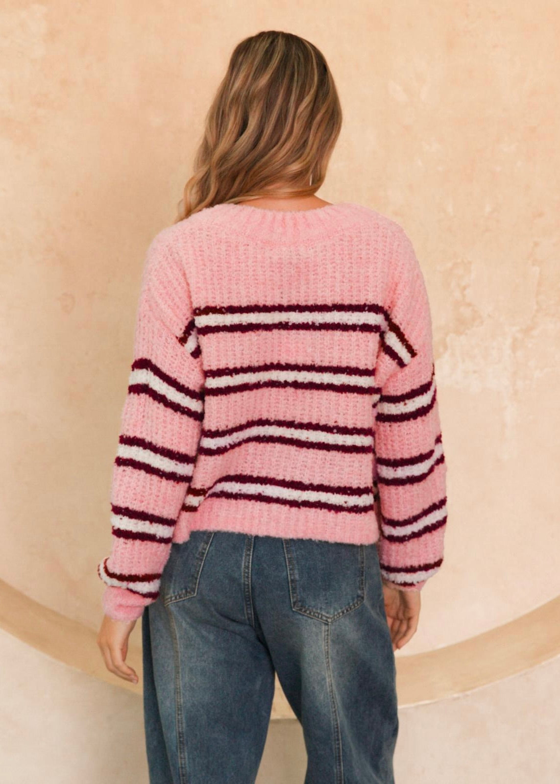 Rosewood Stripe Jumper | Pink