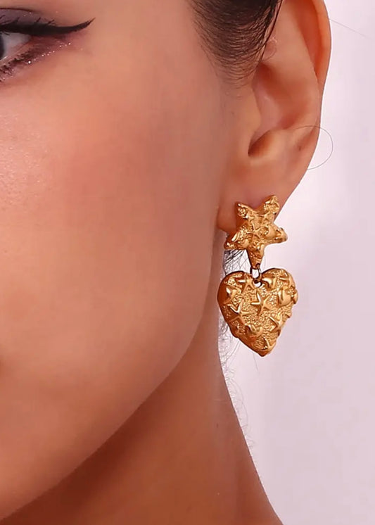 Hearts and Stars Gold Earring