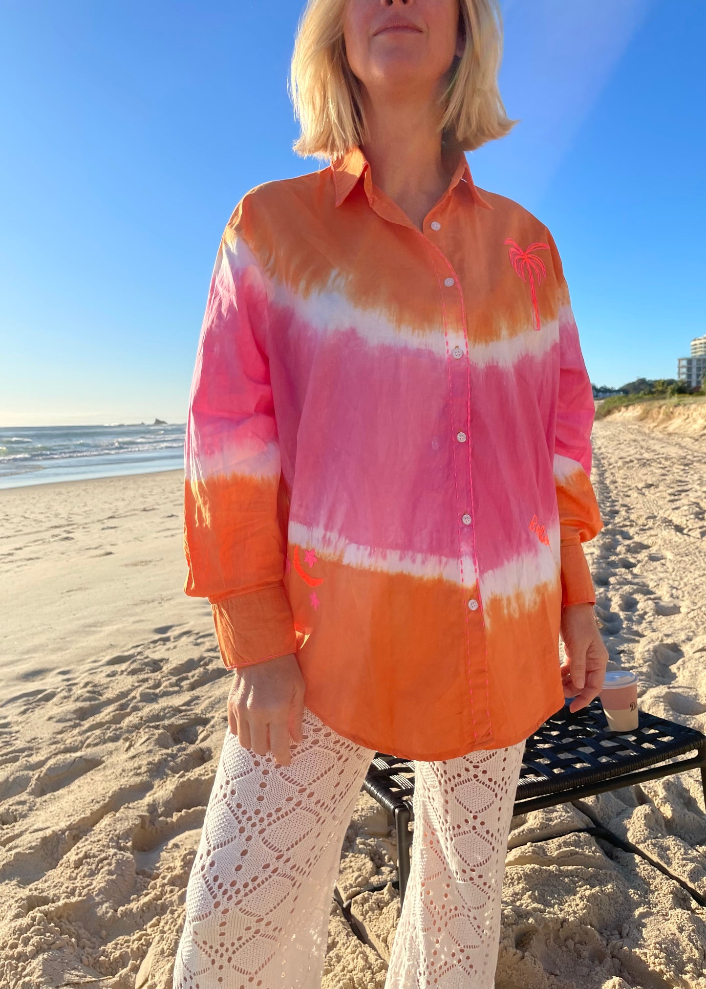 Believe Embroidered Shirt | Orange